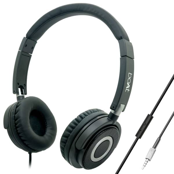 boAt Bassheads 900 Wired On Ear Headphones with Mic Carbon Black